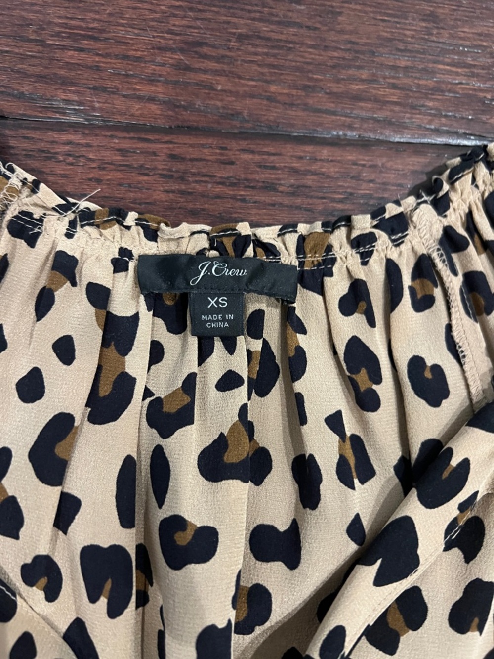 J. Crew silk Leopard Print Short Sleeve Blouse - Tan & Black - Picture 2 of 3